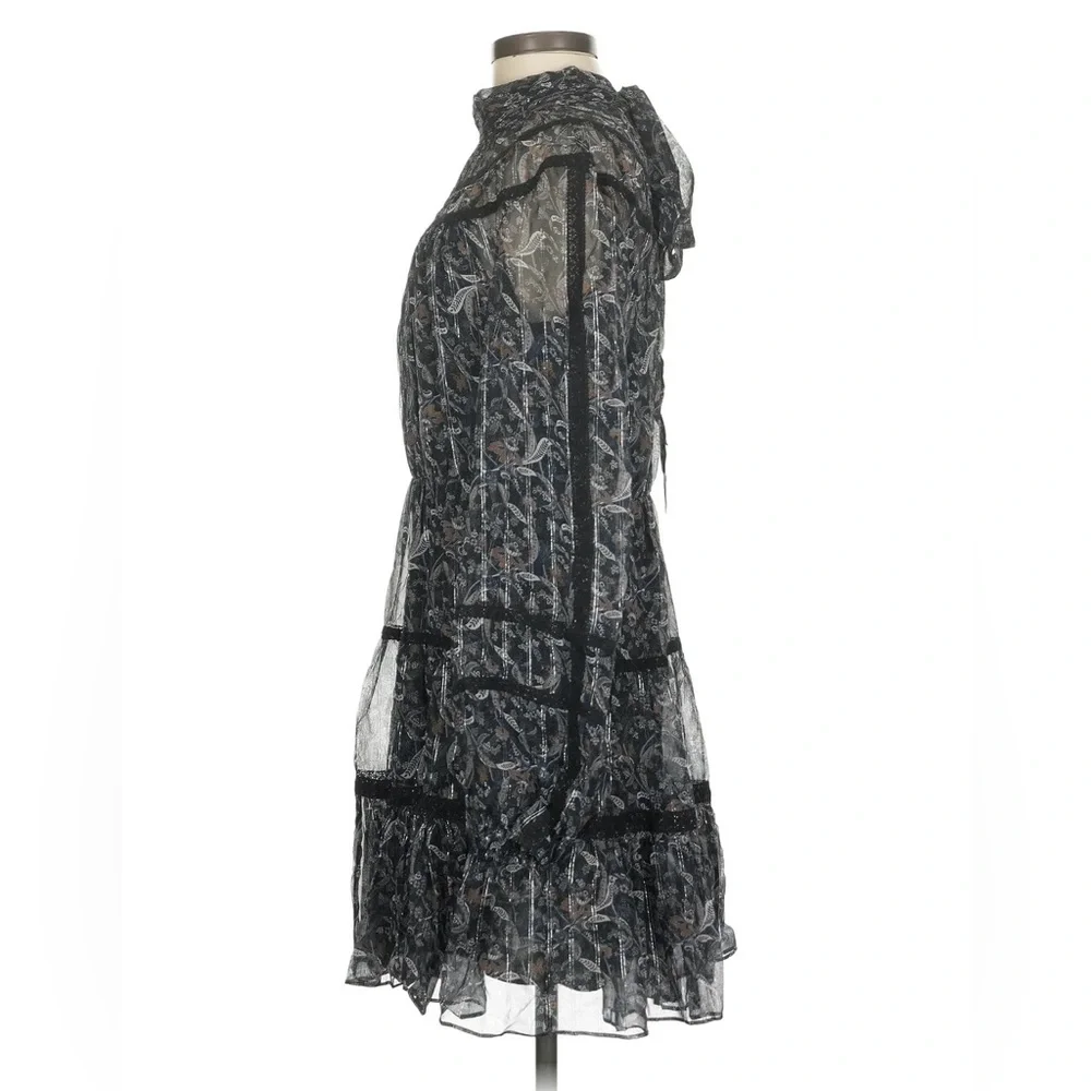 Veronica Beard “Rahla” Black Floral Long Sleeve Mini Dress ~ Sz 2 - Picture 5 of 7